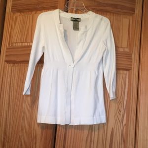 Medium long white cardigan sweater